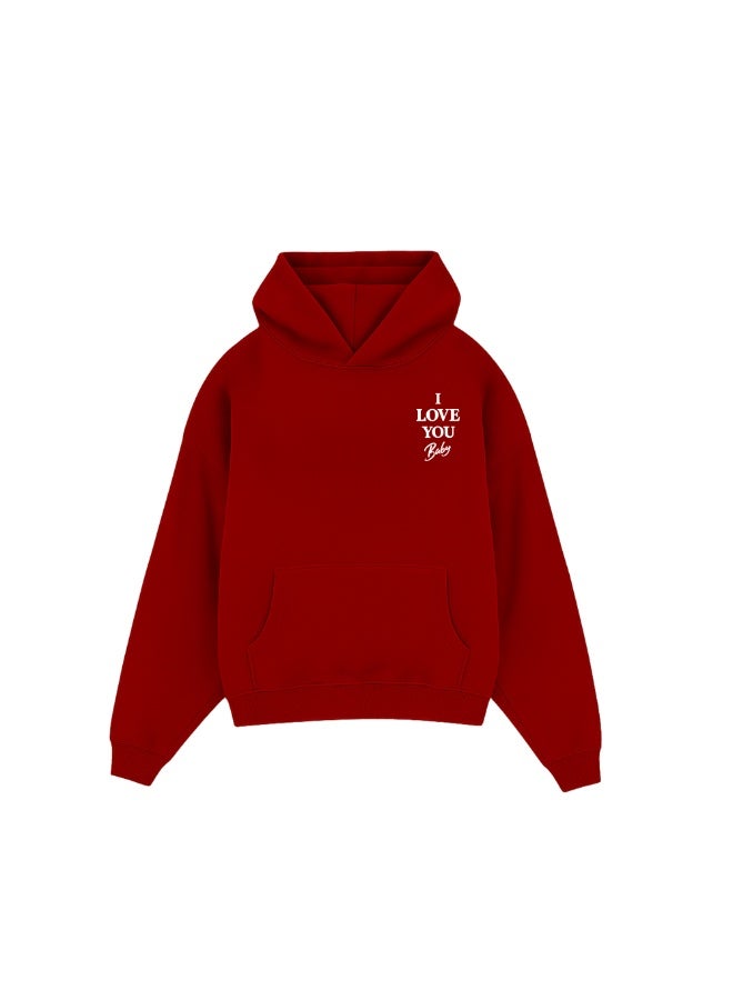 Premium Apparel I love you baby Hoodie Red [VALENTINES DAY] - Image 4